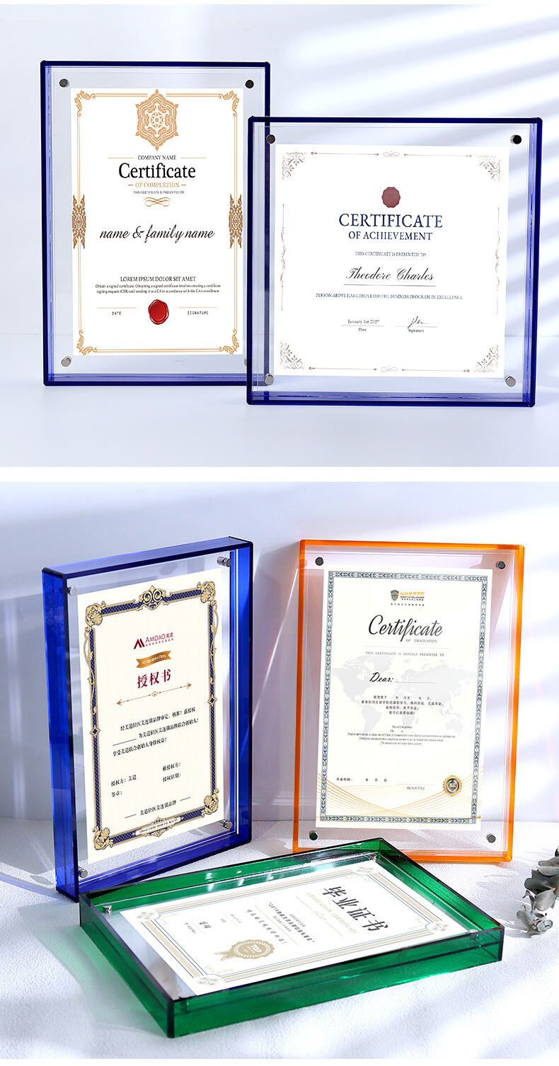 Custom DIY Magnetic for Durable Acrylic Photo Frame Translucent Colored Edges Free Standing Tabletop Display Customizable Sizes factory