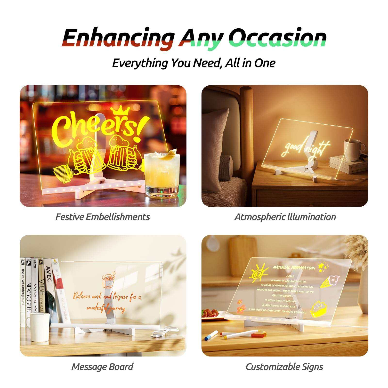 Modern Christmas Themed Transparent Acrylic Board 7 Markers Light-Up Holiday Gift Display Rack with Message Display Feature supplier