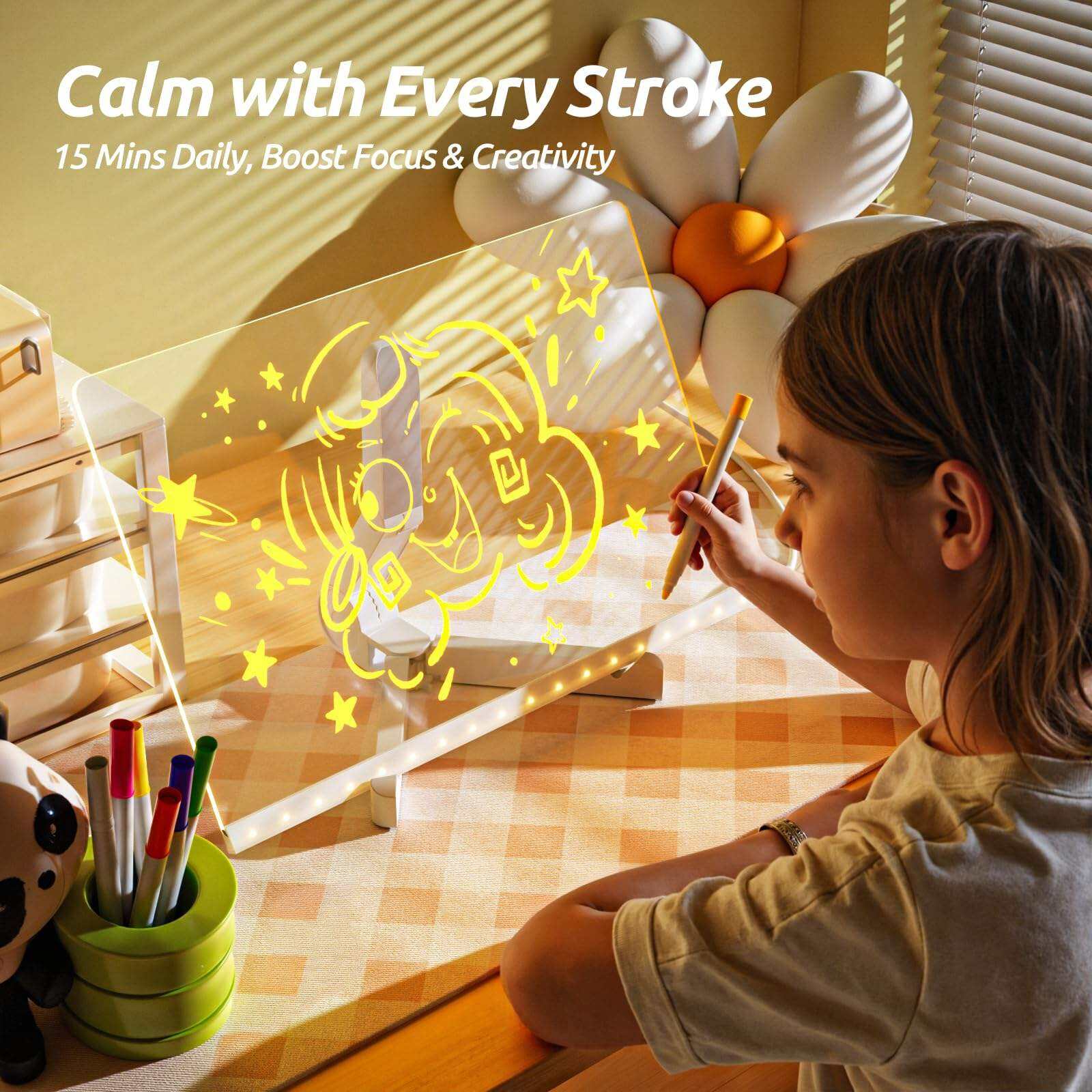 Modern Christmas Themed Transparent Acrylic Board 7 Markers Light-Up Holiday Gift Display Rack with Message Display Feature supplier