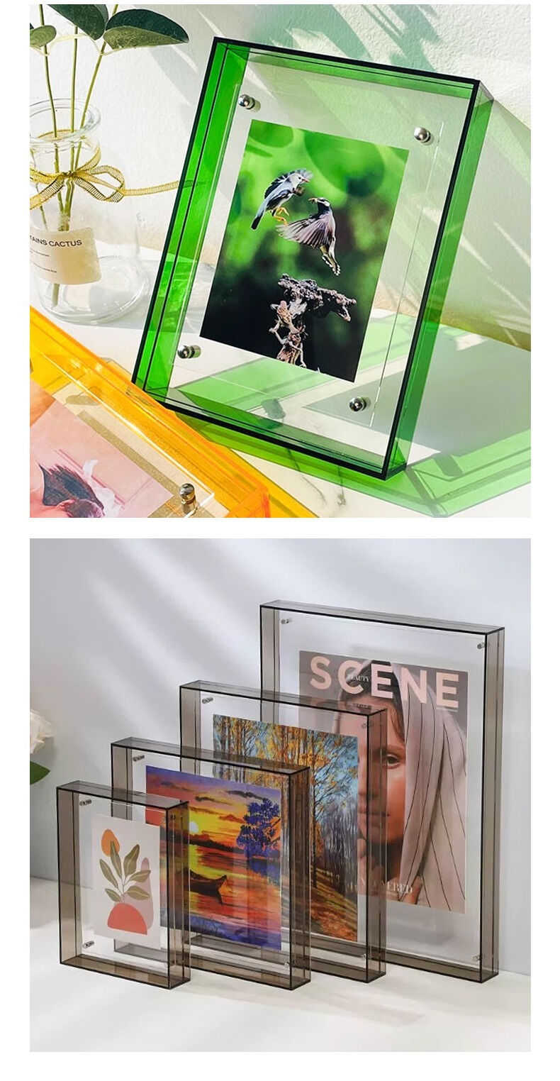 Customized A4 Acrylic Photo Poster Frame Colorful Transparent Display Wall Mounted Aesthetic Aesthetic Display manufacture