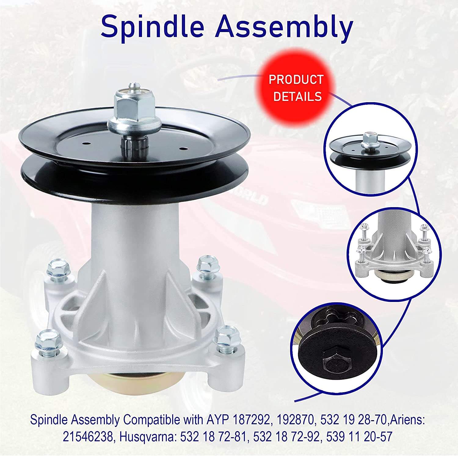 Lawn Mower Pulley Deck Blade Spindle Assembly Replacement 197473 + 153535 pulley YTH2348 YTH22V46 AYP 187292 Parts factory