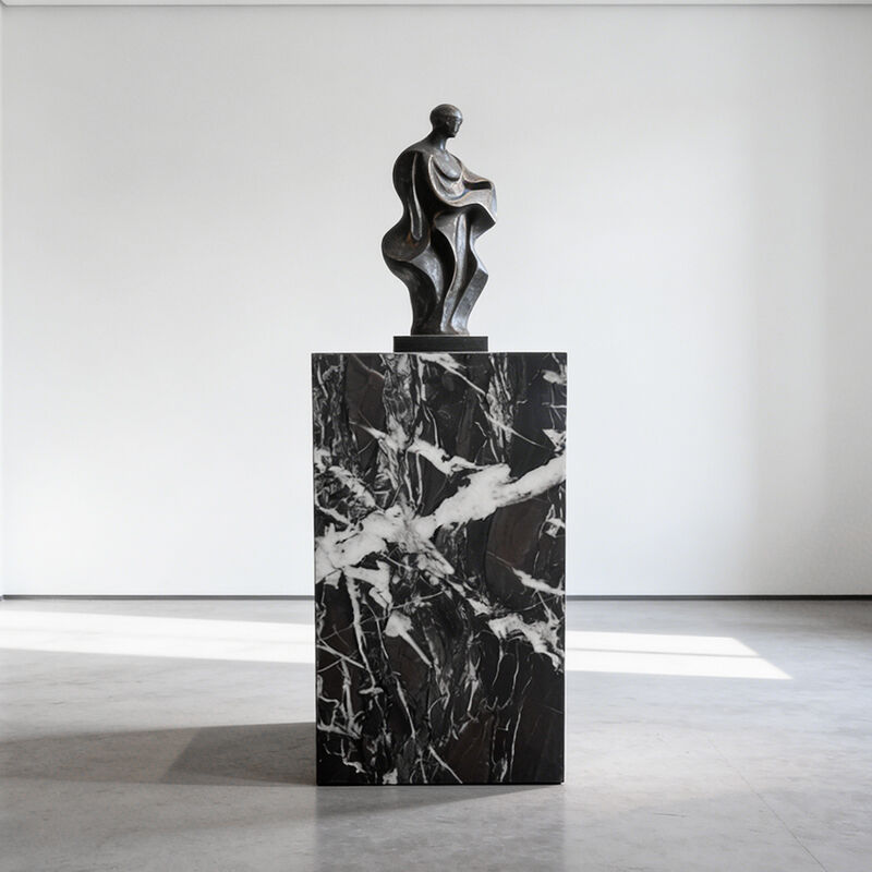 Luxury Modern Black White Marble Display Pedestal Sculpture Vase Art Decoration Stand Solid Stone Home Hotel Gallery supplier