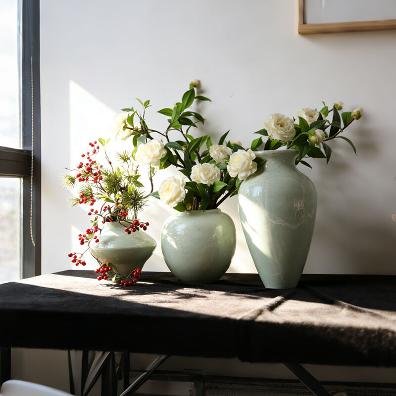 Elegant Natural Marble Flower Vase Set for Home Decoration - Handcrafted Stone Vases for Living Room Entryway Office Hotel manufacture