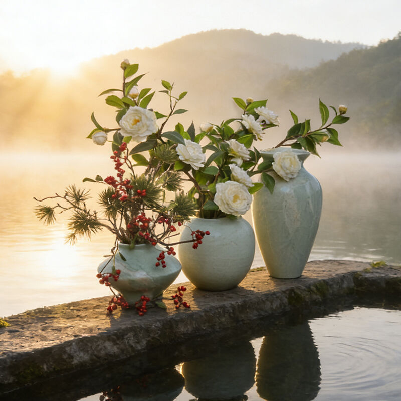 Elegant Natural Marble Flower Vase Set for Home Decoration - Handcrafted Stone Vases for Living Room Entryway Office Hotel manufacture