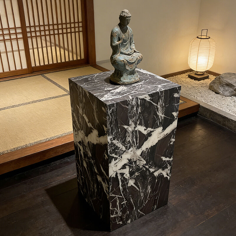 Luxury Modern Black White Marble Display Pedestal Sculpture Vase Art Decoration Stand Solid Stone Home Hotel Gallery manufacture