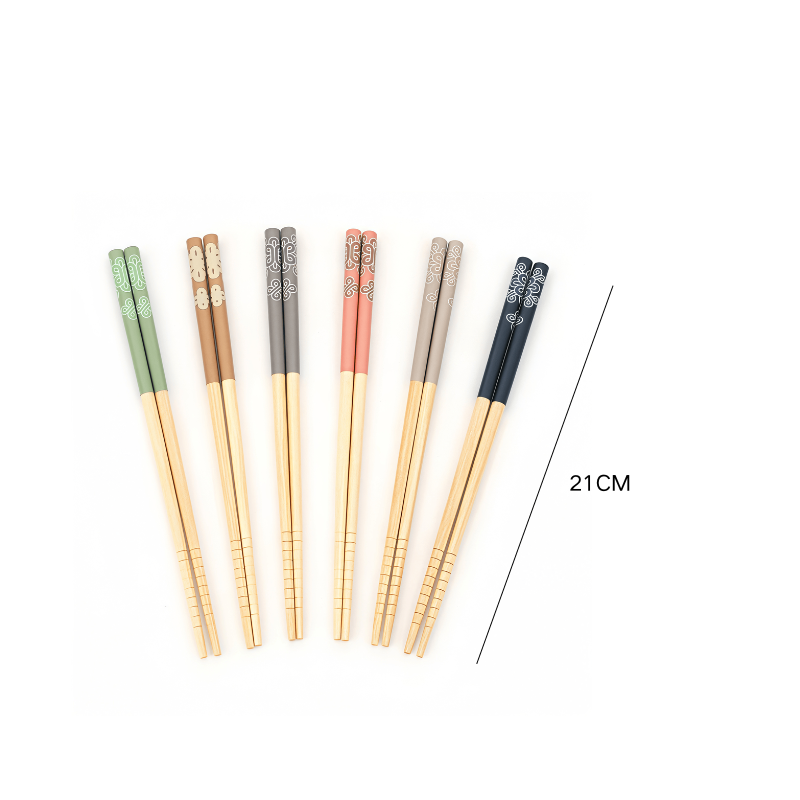 Hot Sale 24cm Customizable Printed Bamboo Chopsticks Restaurant-Style Re-Use Chopsticks Natural Environmentally Friendly supplier