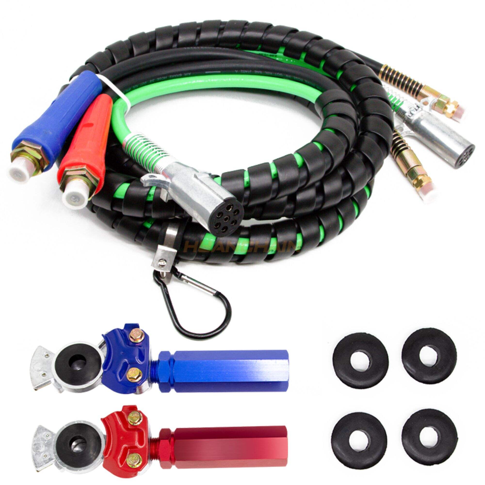 12Ft 3 in 1 ABS & Air Power Line Hose Kit Wrap 7 Way Electrical Cable