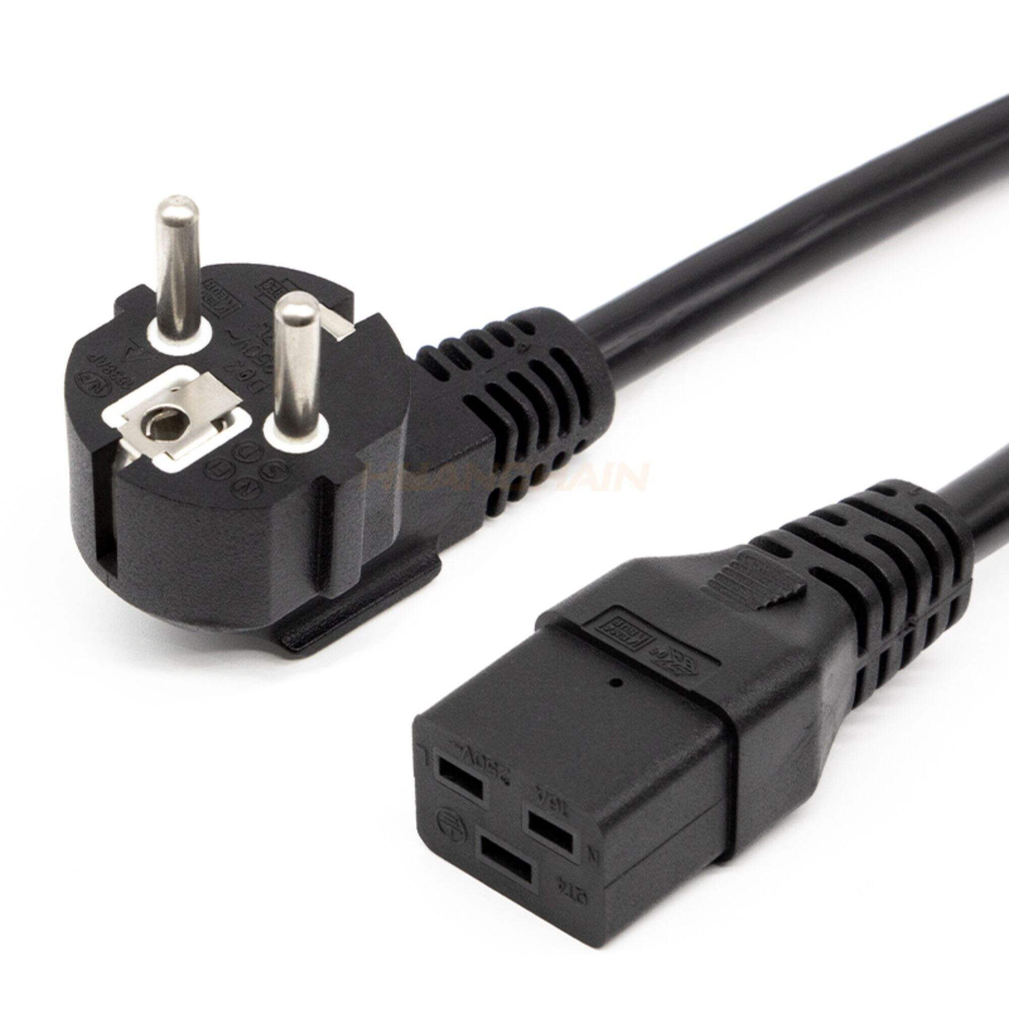 كابل طاقة ثلاثي الأطراف من نوع Euro Schuko Male إلى IEC320 C19 Female