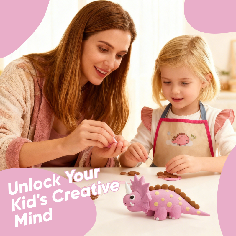 Air Dry Clay Dinosaur Craft Kit for Kids, Build and Design Your Own Dinosaurs with Modeling Clay details