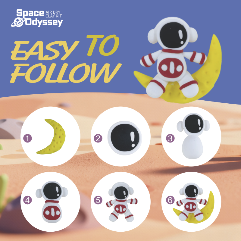 Space Travel Air Dry Safety Clay for Kids - Non-Toxic DIY Modeling Clay for Children Art Crafts details