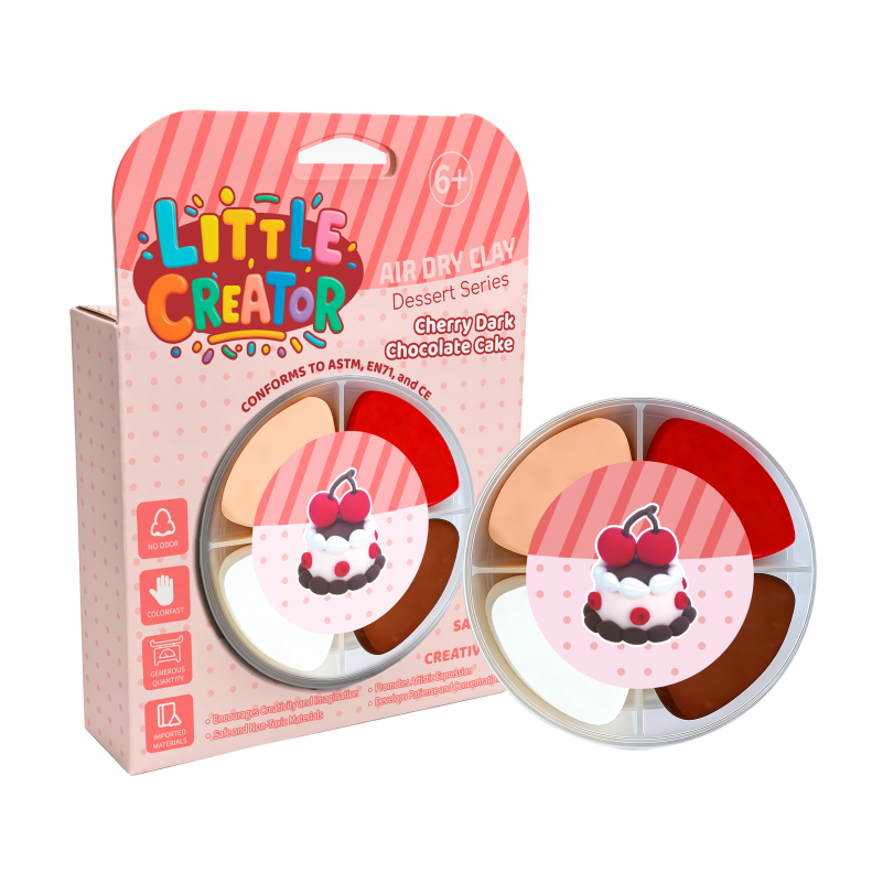 Little Creator Dessert Series Air Dry Clay Kit - Cherry Dark Chocolate Cake for Kids Ages 6+Non-Toxic Non-Sticky DIY Craft Gift details