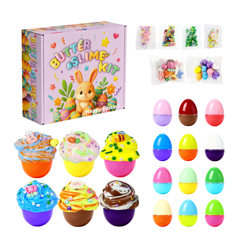 Butter Slime Kit Easter Basket Stuffers - 12 Prefilled Easter Eggs with Butter Slime & Cute Slimes Add-ins factory