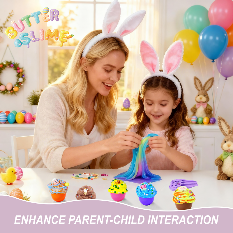 Butter Slime Kit Easter Basket Stuffers - 12 Prefilled Easter Eggs with Butter Slime & Cute Slimes Add-ins factory