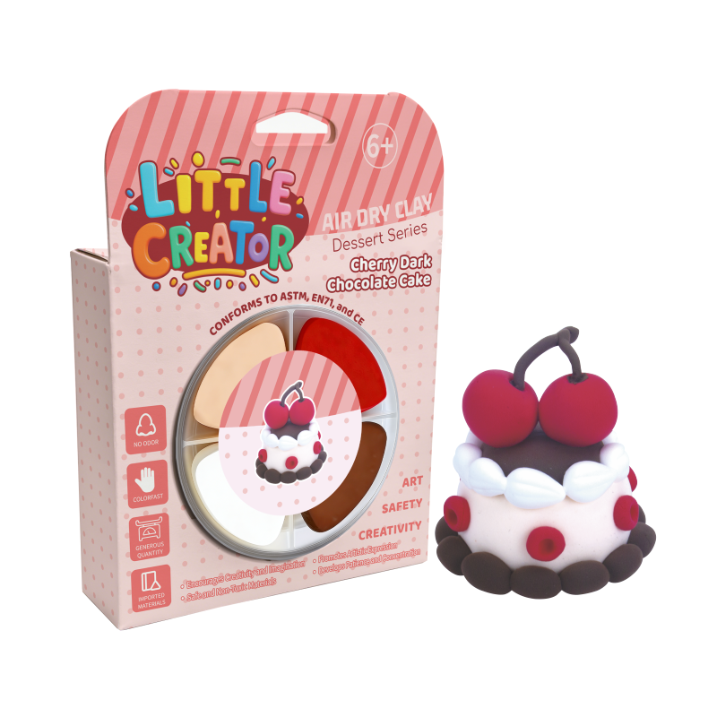 Little Creator Dessert Series Air Dry Clay Kit - Cherry Dark Chocolate Cake for Kids Ages 6+Non-Toxic Non-Sticky DIY Craft Gift manufacture