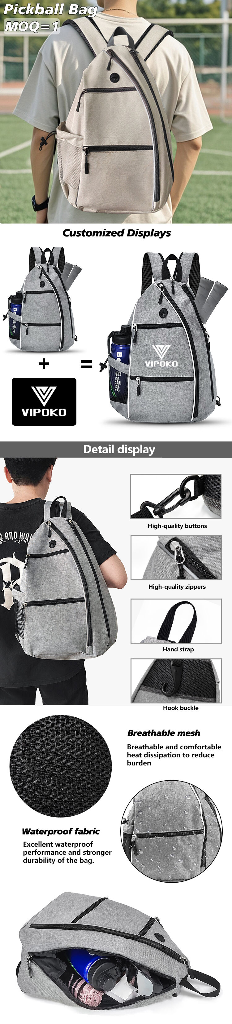 product custom logo pickleball bag men and women adjustable pickleball sling bag pickleball bag high quality tennis racket backpack-5
