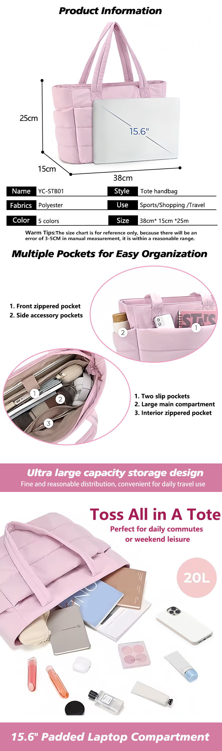 Women's School Tote Bags Lightweight Outdoor Leisure Travel Tote Bag Soft Handbag Office Lady Waterproof Polyester Tote Bag factory