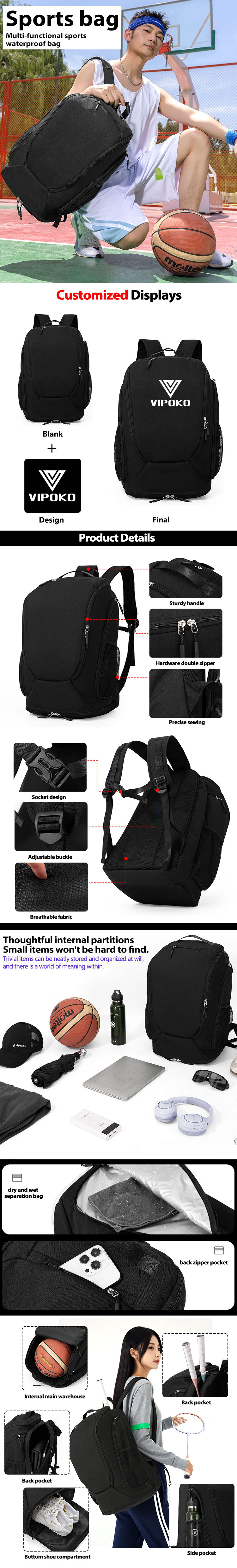 Pickle ball Bag Custom Logo Tennis Rackets Badminton Bag Badminton Bag for Racket Paddle Bag Padel Tennis Badminton Racket Bag supplier