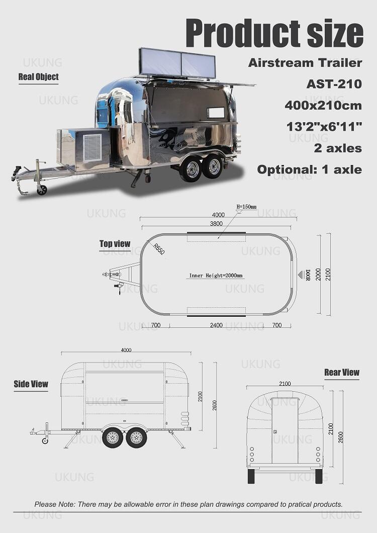 UKUNG hot sale productive baking equipment mobile ice cream machine customized snack machines airstream food truck factory