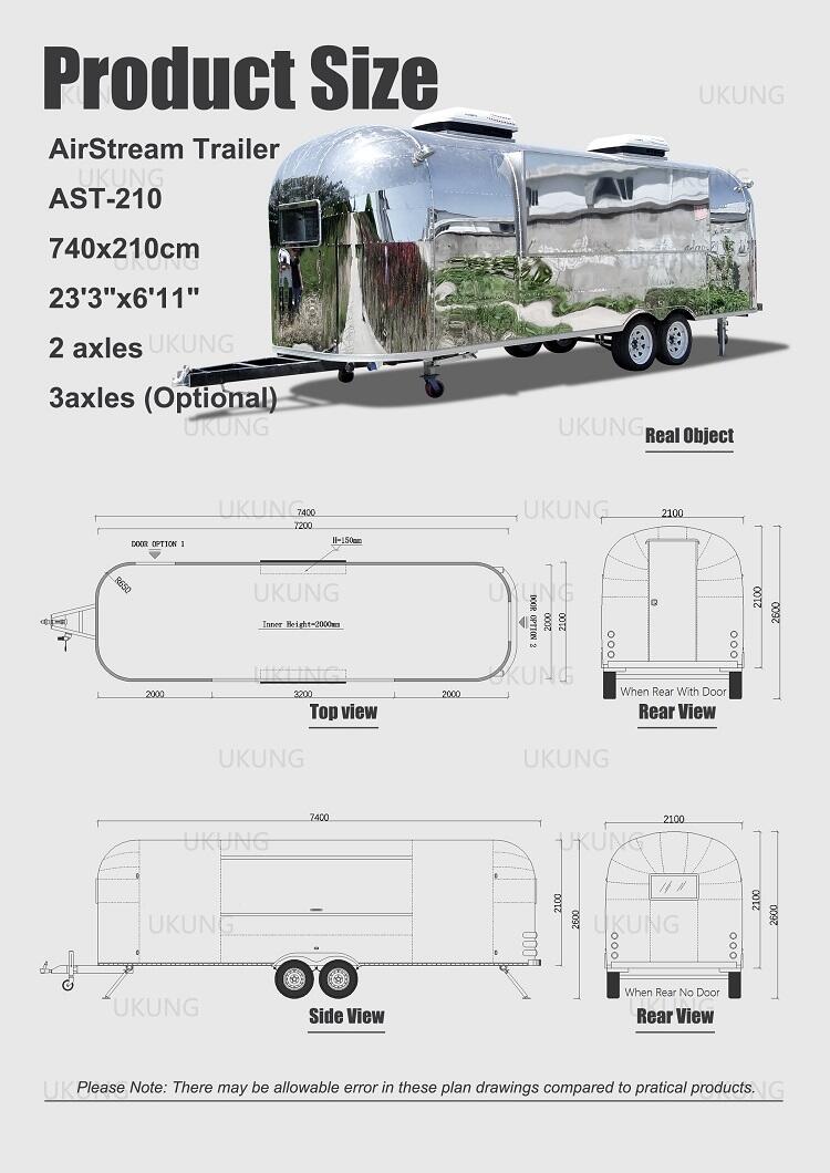 UKUNG hot sale productive baking equipment mobile ice cream machine customized snack machines airstream food truck factory