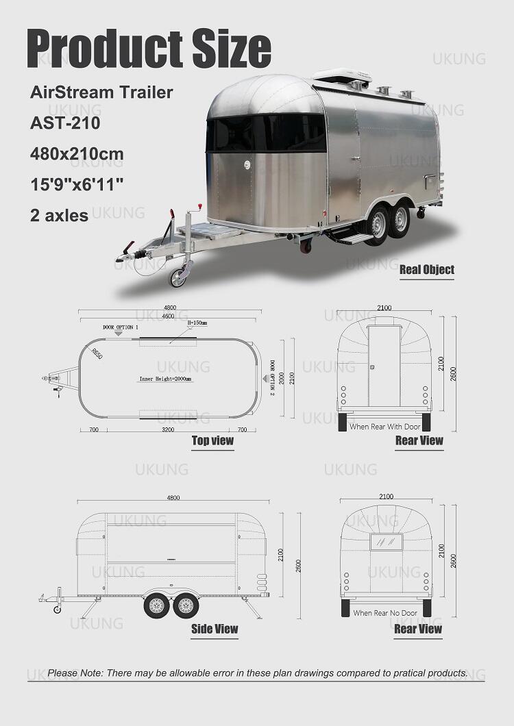 UKUNG hot sale productive baking equipment mobile ice cream machine customized snack machines airstream food truck manufacture