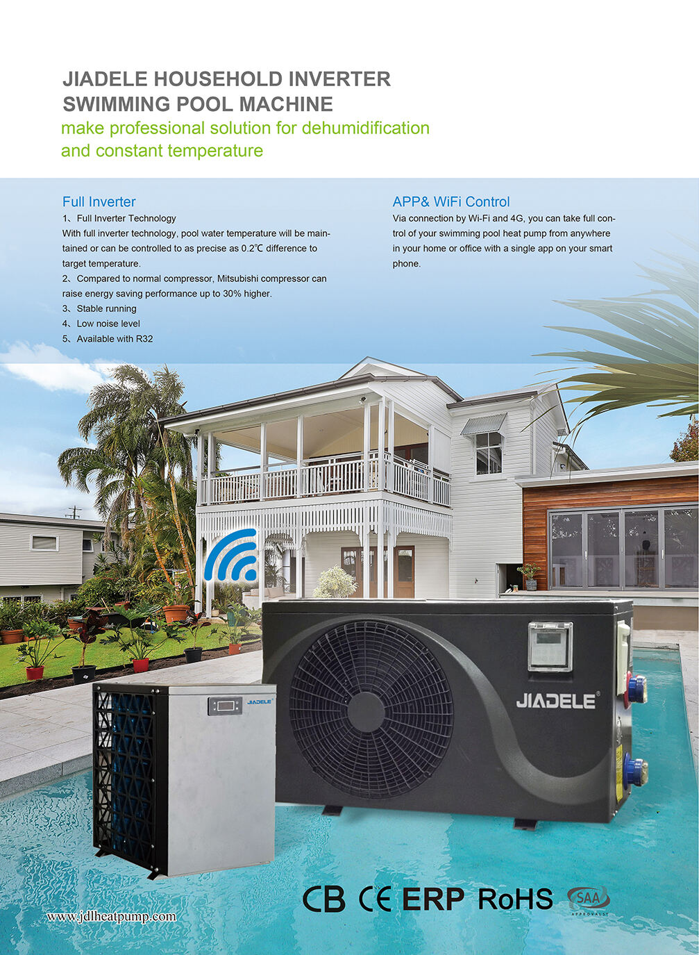 20KW WIFI Air Water Compressor Swimming Pool manufacture