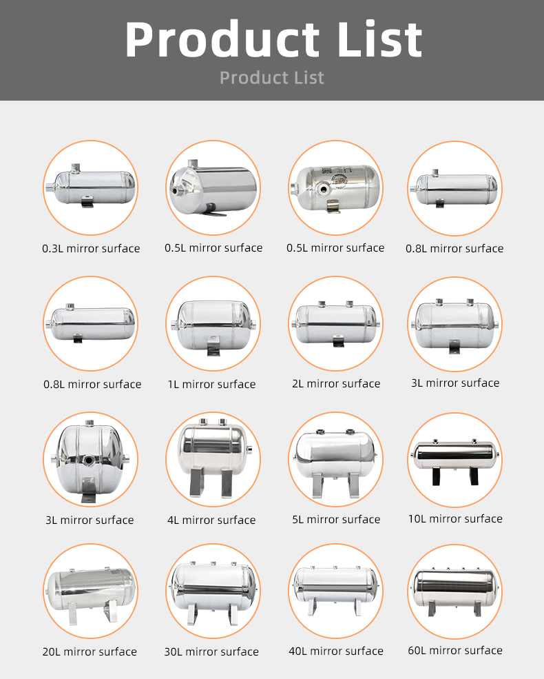 YC-5L-HEAVY PRESSURE-SSH Portable Stainless Steel Compressed Air Storage Tank details