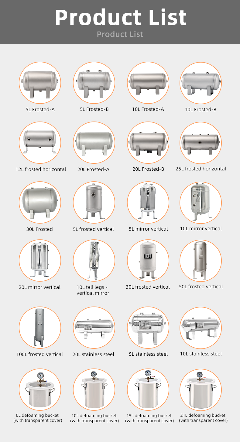 Fabricação de tanque de armazenamento de ar comprimido vertical portátil de aço inoxidável YC-10L-SSV