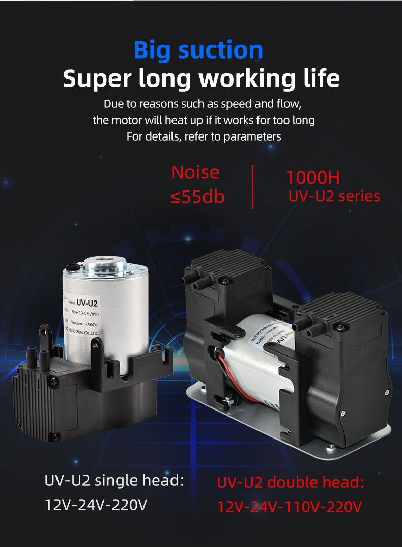 VN-U2 12 V/24 V/220 V 13 W ~ 24 W Pojedyncza głowica DC Podciśnienie DC Pompa membranowa próżniowa — szczegóły