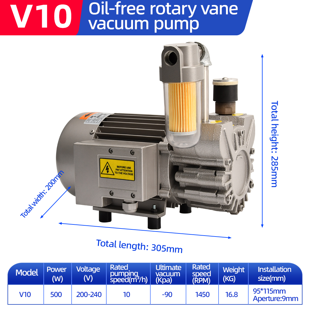 V10 venda direta da fábrica sem óleo 0.5KW 220V-240V bomba de vácuo de palheta rotativa de estágio único para fabricação de máquinas de blister