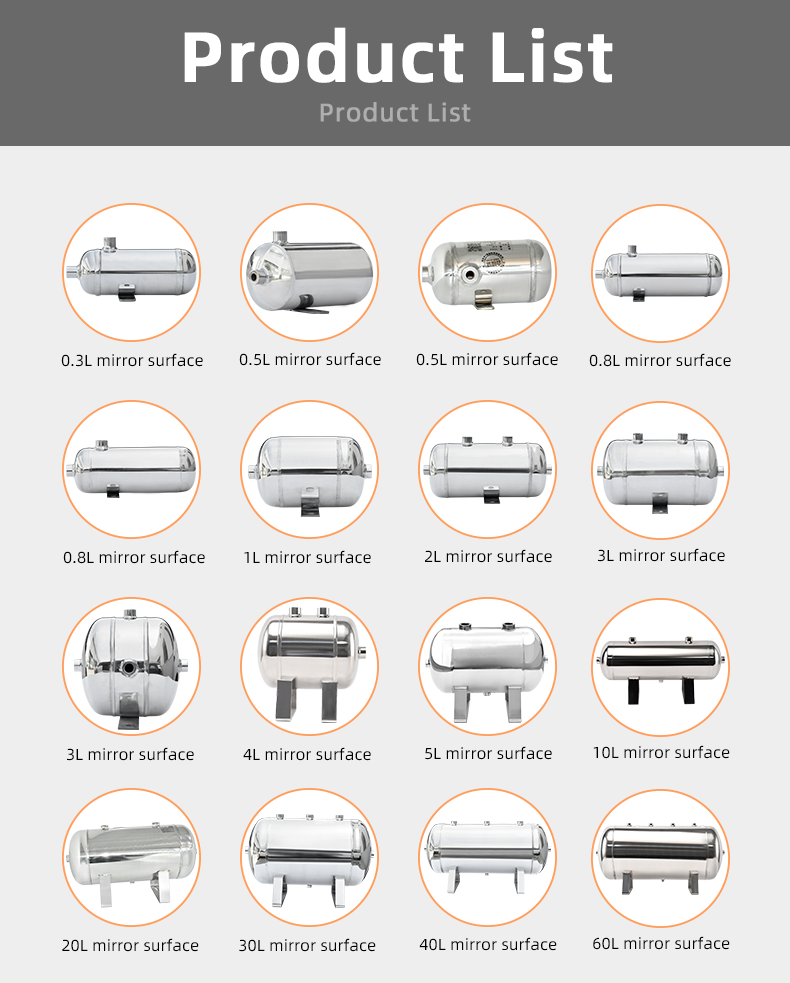 YC-40L-SSH Portable Stainless Steel Compressed Air Storage Tank factory