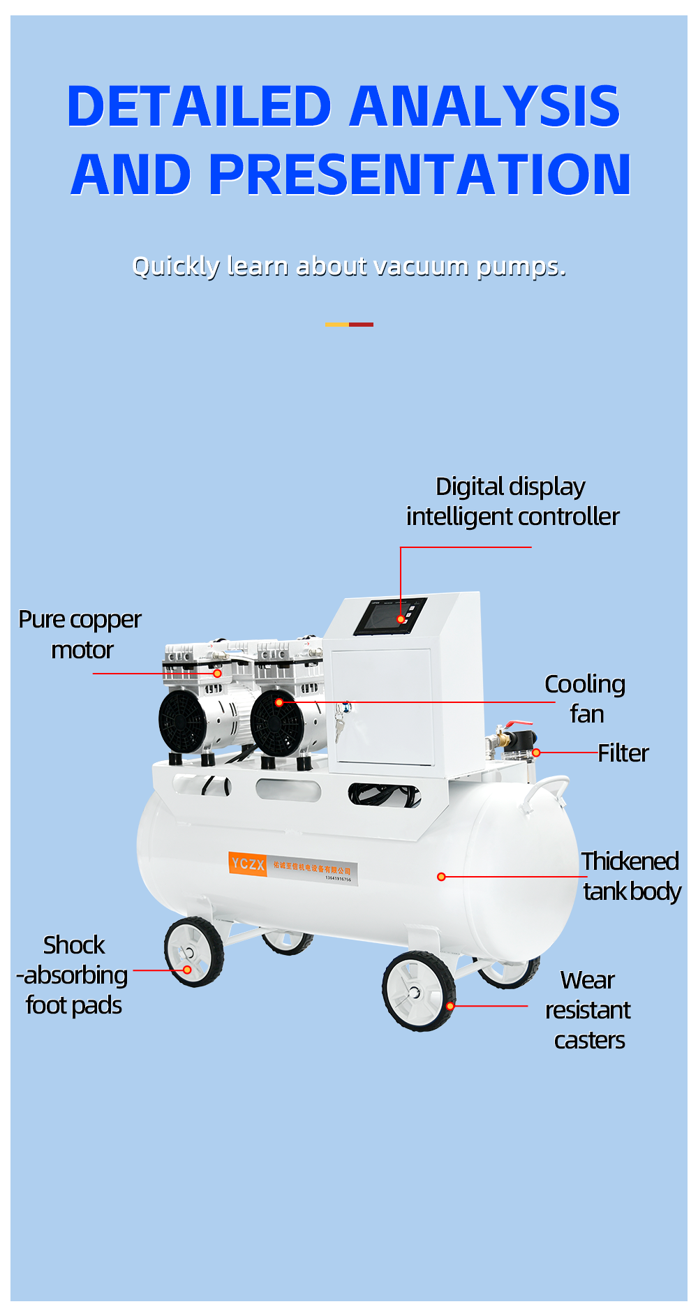 FVN-180V-2 1200W 220V 320L/min negative pressure oilless vacuum pump with 65L air tank  for rubber molding machine supplier