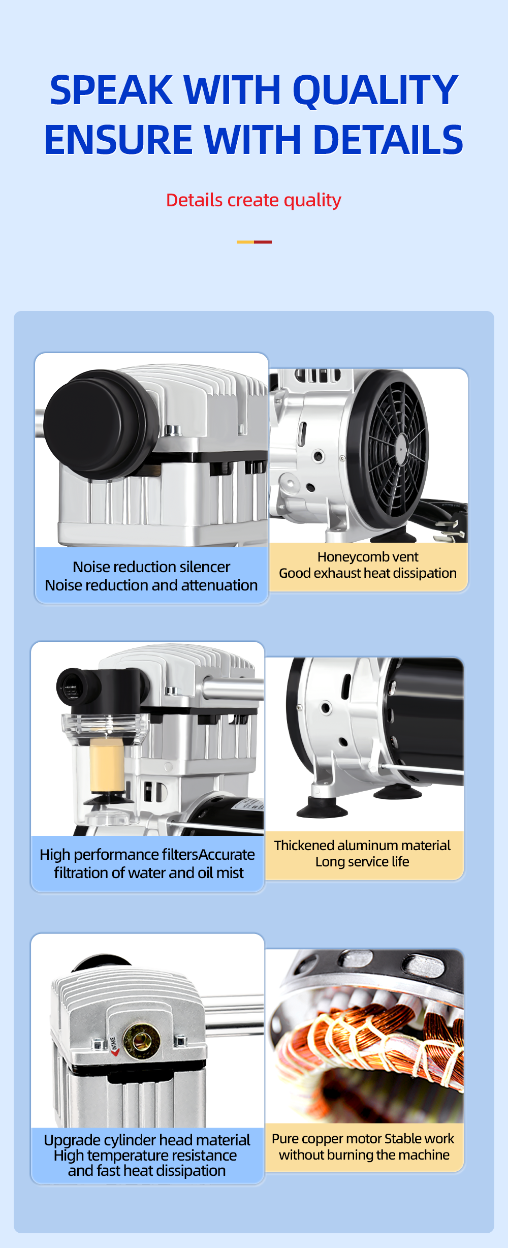 FVN-180V-2 1200W 220V 320L/min negative pressure oilless vacuum pump with 65L air tank  for rubber molding machine details