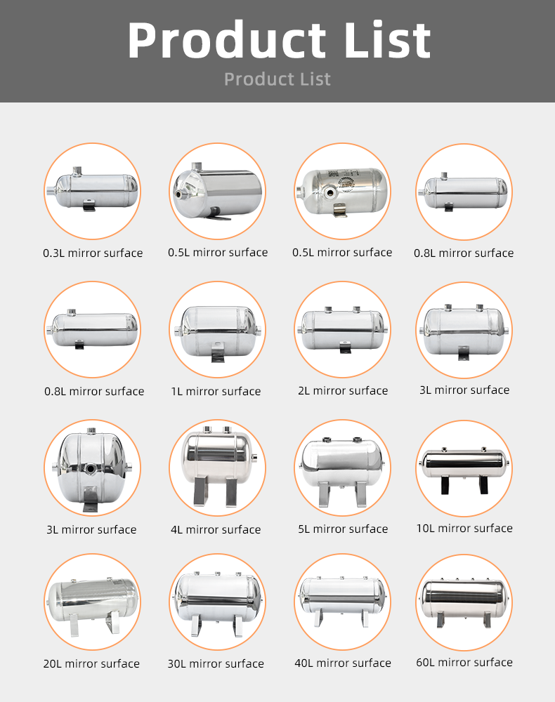 YC-20L-HEAVY PRESSURE-SSH Portable Stainless Steel Compressed Air Storage Tank supplier