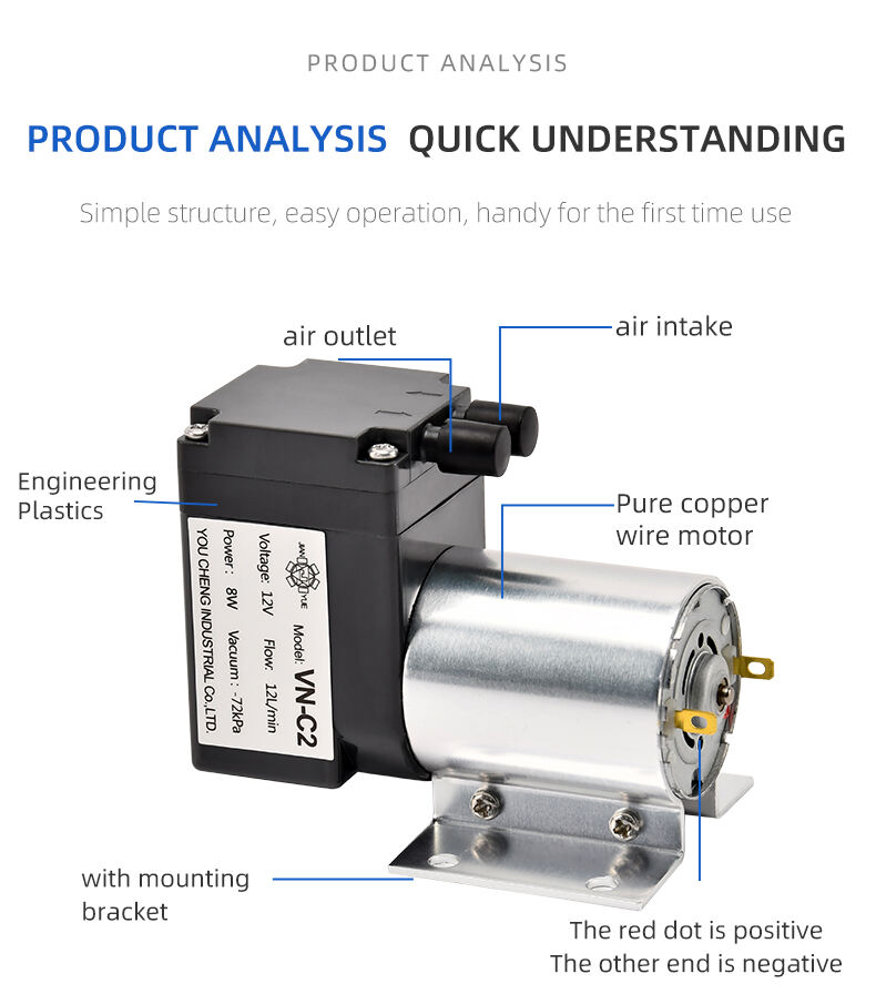 VN-C2 12V/24V 12W Single Head DC Negative Pressure DC Vacuum Diaphragm Pump factory