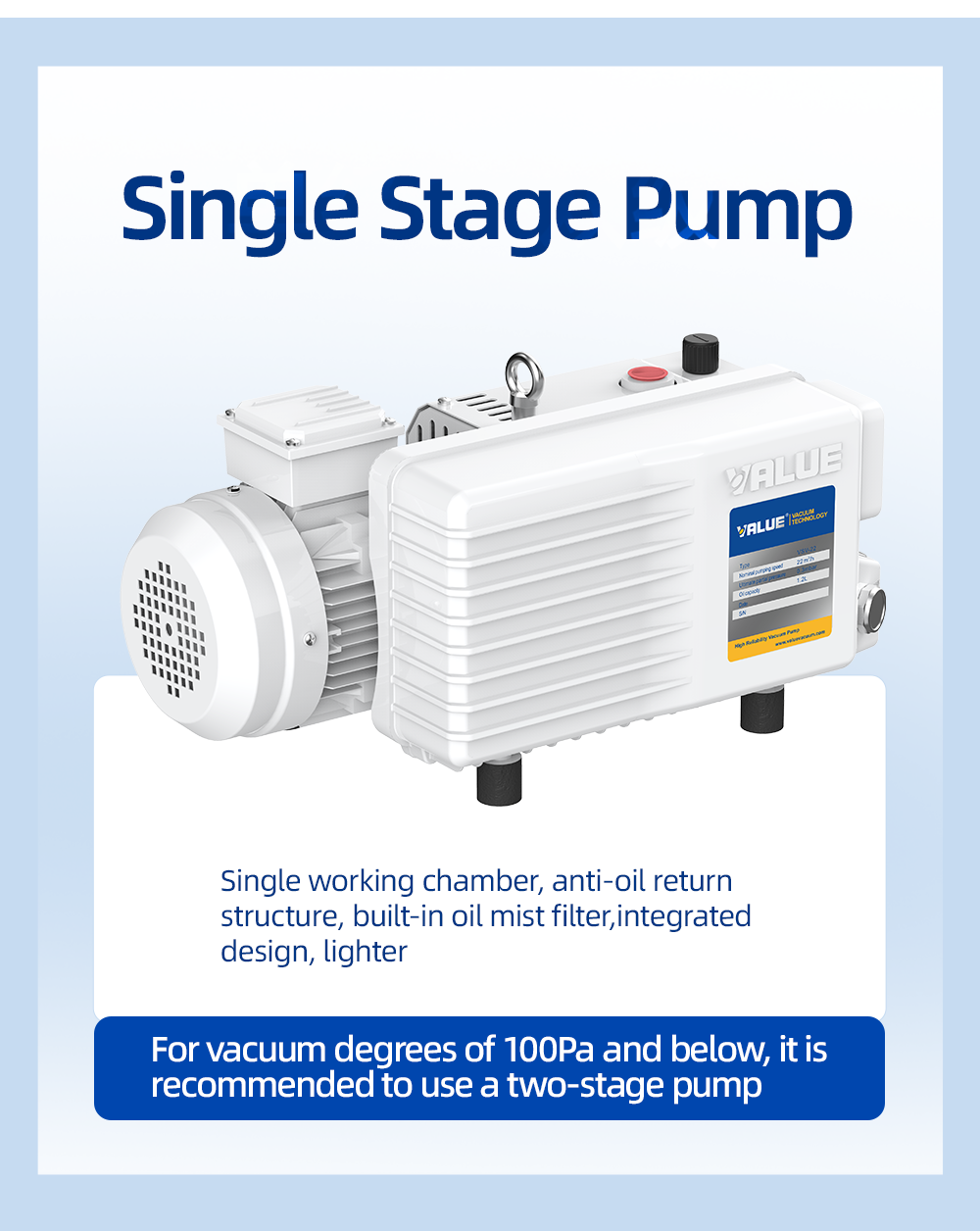 VSV-22 220 V/380 V 22-26 m³/h 2.5 MBar Przemysłowa jednostopniowa obrotowa łopatkowa pompa próżniowa fabryka