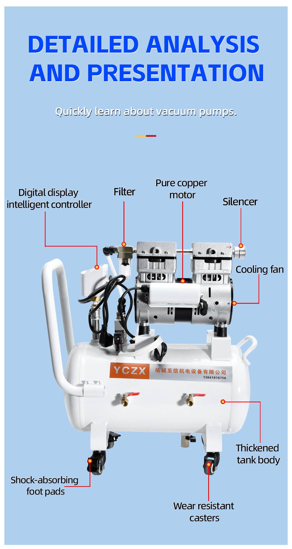 Pompe à vide sans huile à pression négative FVN-180V 600W 220V 160 L/min avec réservoir d'air de 20L pour usine de machine de moulage de caoutchouc