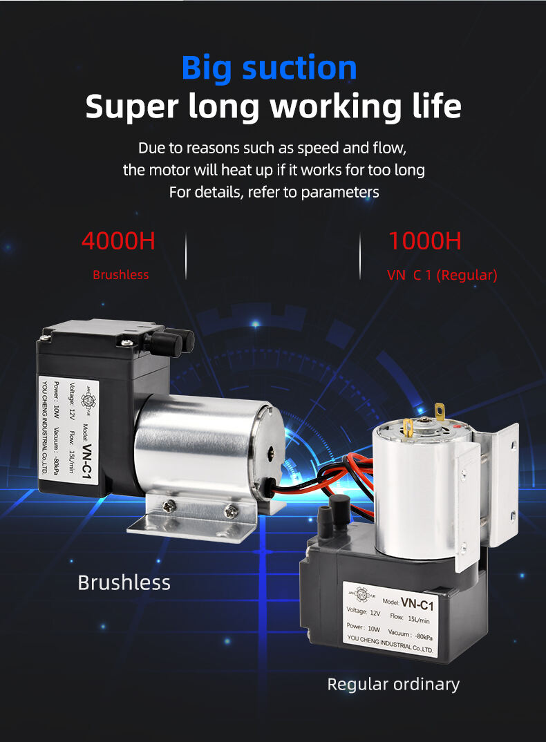 Fornecedor de bomba de diafragma de vácuo DC de cabeça única VN-C1 12V / 24V 10W de cabeça única