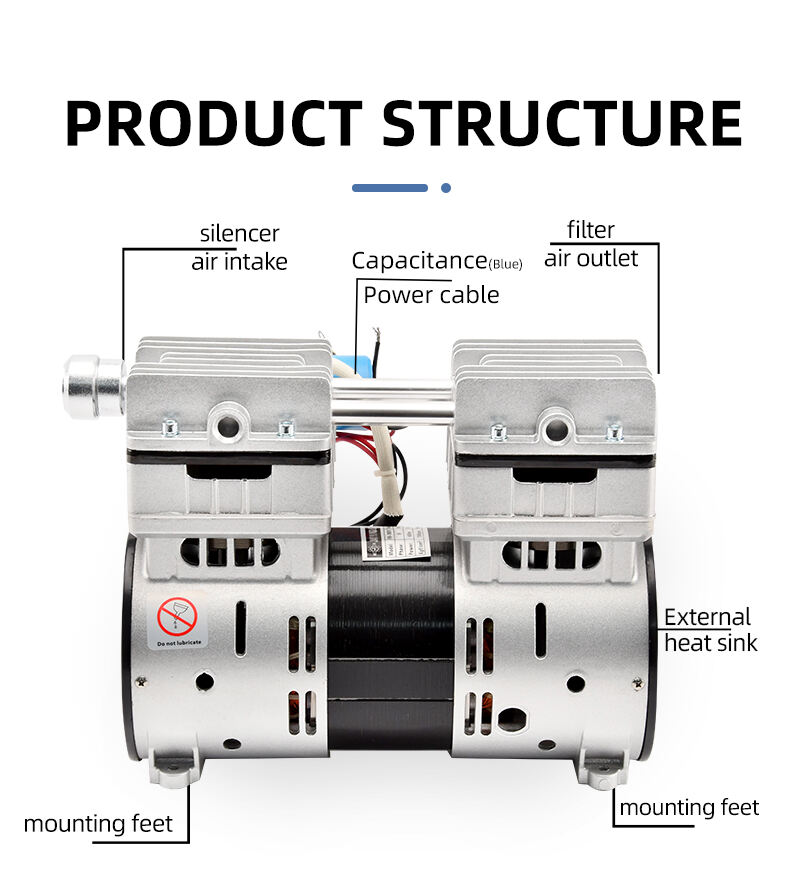 VN-180V 220V 600W 160L/min  Factory Customize 220v  Negative Pressure Pumping Suction Small Oil Free Vacuum Pump details