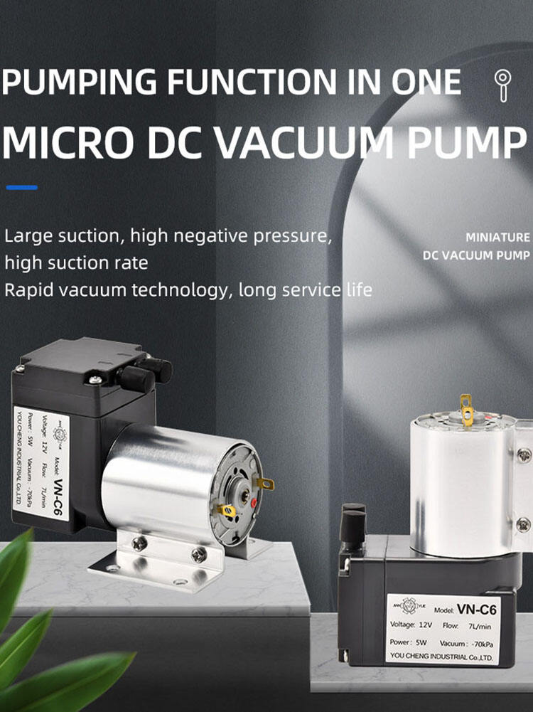 VN-C6 12V / 24V 5W رئيس واحد DC الضغط السلبي DC فراغ مضخة الحجاب الحاجز مصنع