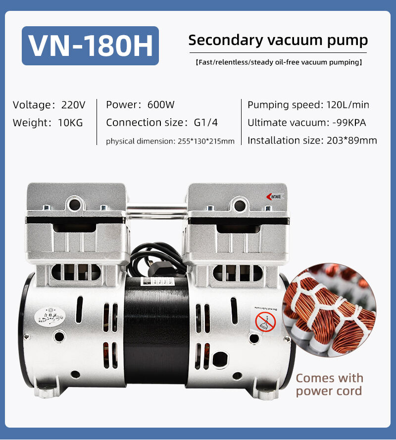 VN-180H 220 فولت 600 واط 120 لتر/دقيقة مصنع الضغط العالي تخصيص 220 فولت الضغط السلبي ضخ شفط تصنيع مضخة تفريغ صغيرة خالية من الزيت