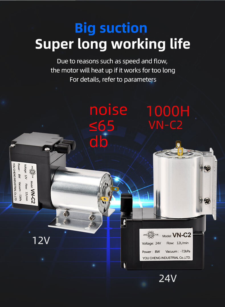 VN-C2 12V / 24V 12W Bomba de diafragma de vácuo DC de cabeça única DC de pressão negativa fábrica