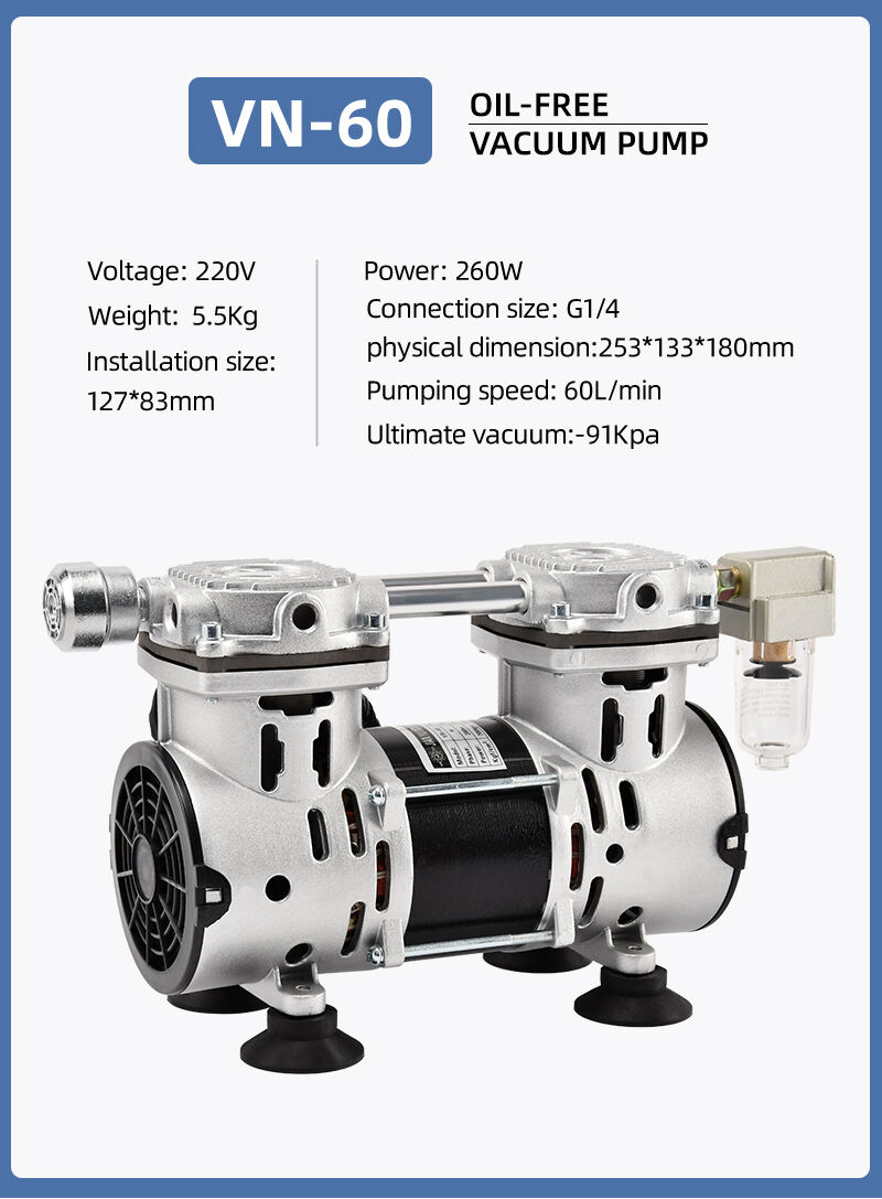 VN-60 220V 260W 60L/min High Pressure Factory Customize 220v  Negative Pressure Pumping Suction Small Oil Free Vacuum Pump factory