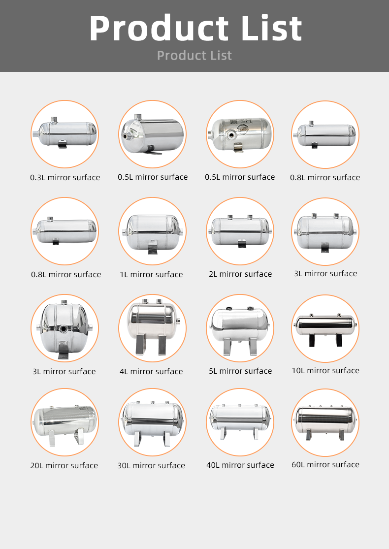 YC-0.5L-SSH Portable Stainless Steel Compressed Air Storage Tank details
