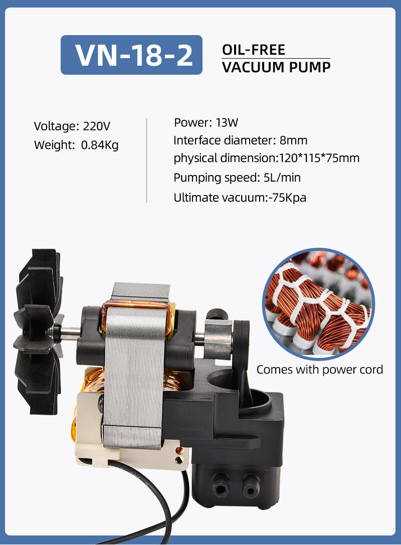 VN-18-2 220V 13W 5L/min Fábrica de alta pressão Personalize 220v Pressão Negativa Bombeamento de Sucção Pequena Bomba de Vácuo Livre de Óleo fábrica