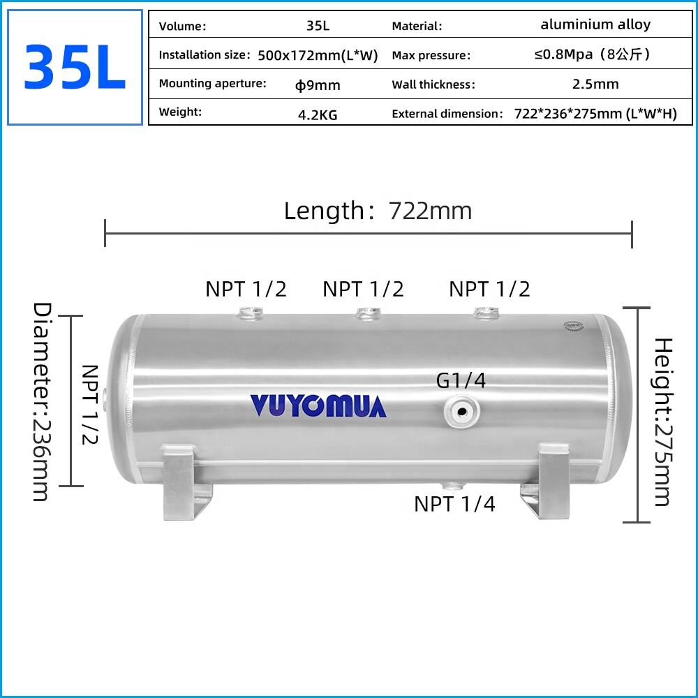 35L/9.2 Gallons Horizontal Air Compressor Air Storage Tank details