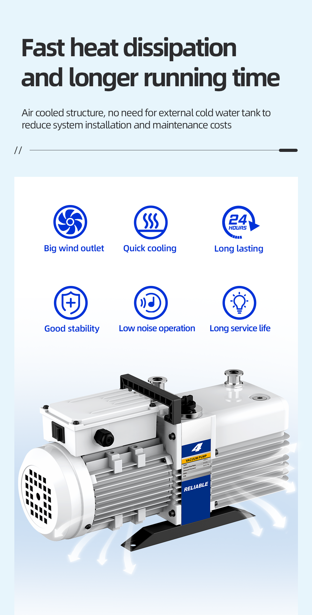 VRD-16 220V/380V 16-19.2m³/h 8*10^-1Pa usine de pompe à vide rotative à palettes industrielles à deux étages