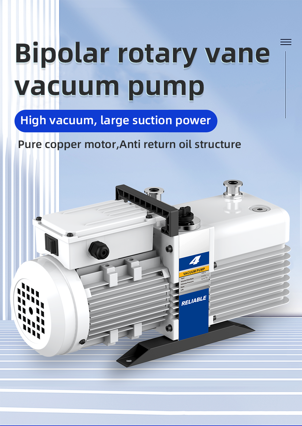 VRD-24 220V/380V 24-28.8m³/h 8*10^-1Pa Industrial two stage rotary vane vacuum pump details