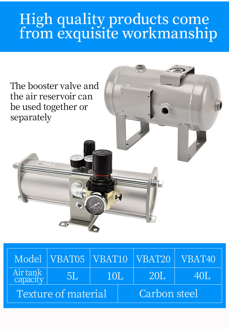 VBAT010A Pressure Booster Regulator Compressor Air Pneumatic Booster Valve Complete air pressure booster pump with 10L tank manufacture