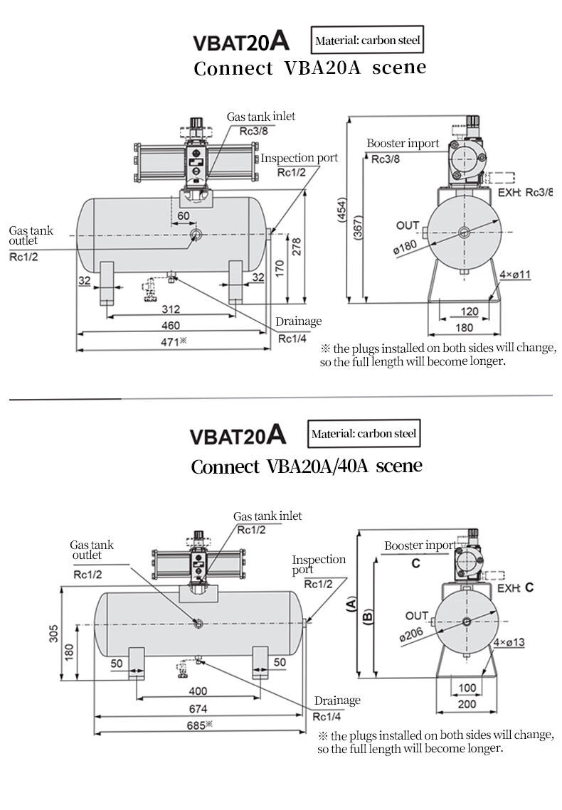 VBAT010A Regulador de pressão de ar Compressor Válvula de reforço pneumática Bomba de reforço de pressão de ar completa com fornecedor de tanque de 10L