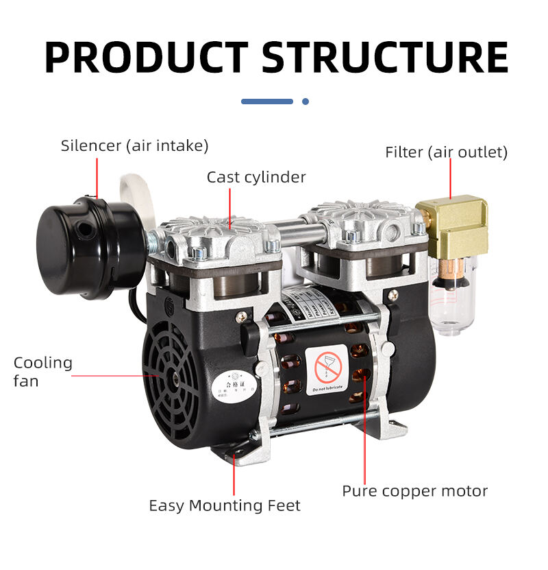 VN-40 220V 130W 36L/min High Pressure Factory Customize 220v  Negative Pressure Pumping Suction Small Oil Free Vacuum Pump manufacture